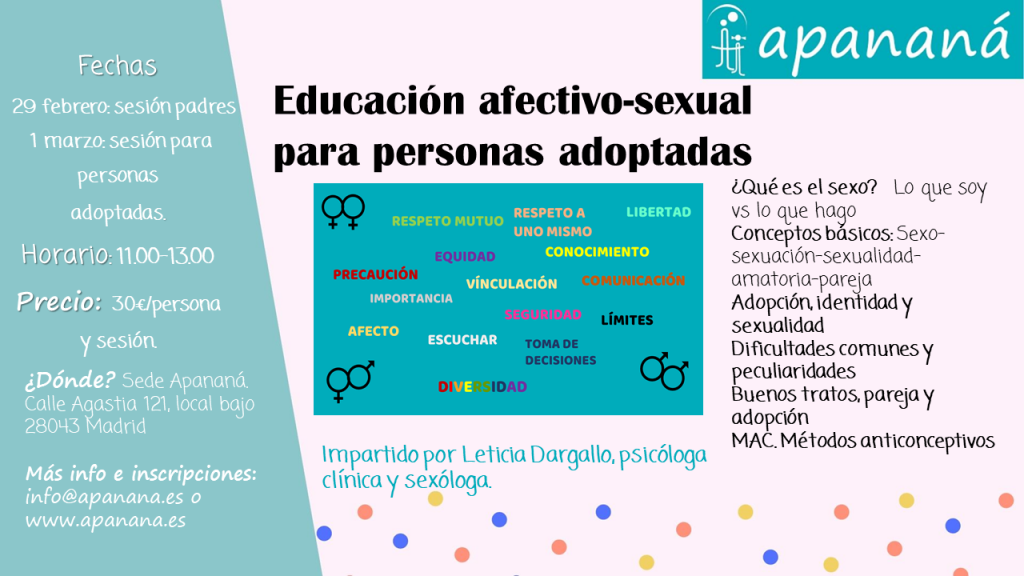 Taller de educación afectivo sexual para madres y padres adoptivos Hablamos de sexualidad con