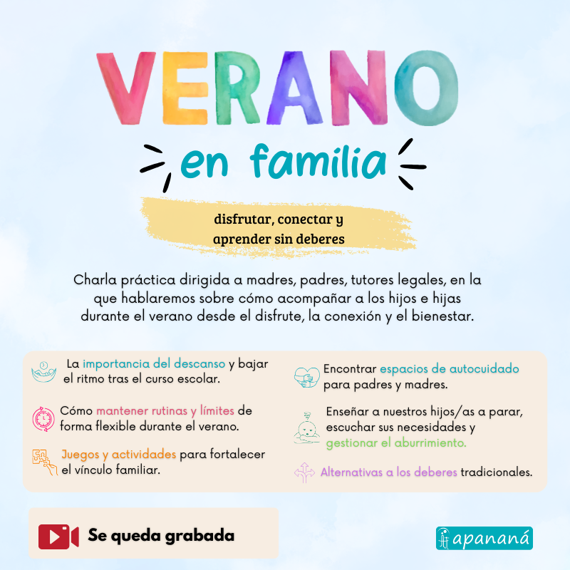 Charla: Verano en familia; disfrutar, conectar y aprender sin deberes